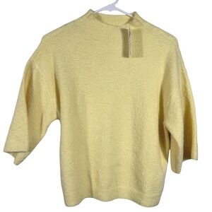 Abercrombie & Fitch NWT Butter Yellow Chenille-Style Top Mock Neck Sz S Easter